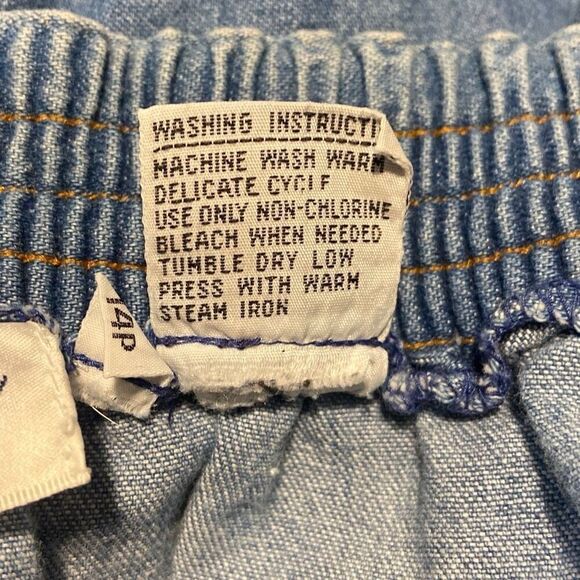 Vintage Allison Smith Button Front Pleated Denim Midi Skirt Blue Size 14P - Picture 4 of 8